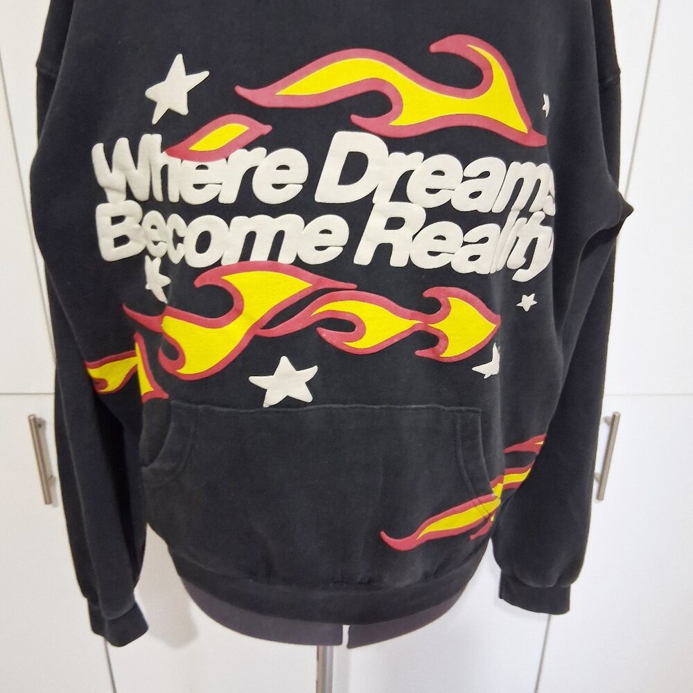 "Where Dreams Become Reality" Flames Hoodie Sweatshirt UNISEX LARGE